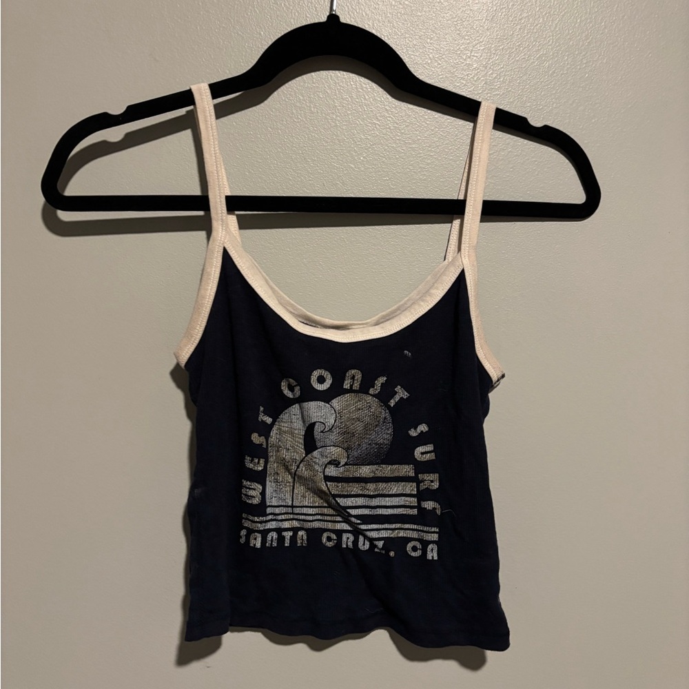 Navy Blue Surf Graphic Tank Top